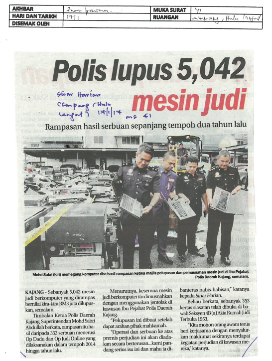 17 JAN Polis lupus 5042 mesin judi