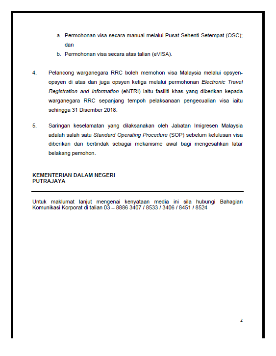 Kenyataan Media Penafian wujud Prosedur Tapisan Keselamatan Tambahan bagi Pelancong Warganegara Republik Rakyat China (RRC) ke China_2.png