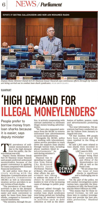 12 OKTOBER 2023 HIGH DEMAND FOR ILLEGAL MONEYLENDERS