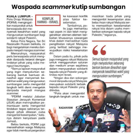 14 OKTOBER WASPADA SCAMMER KUTIP SUMBANGAN