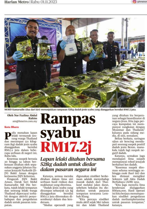 1 NOVEMBER RAMPAS SYABU RM172 JUTA