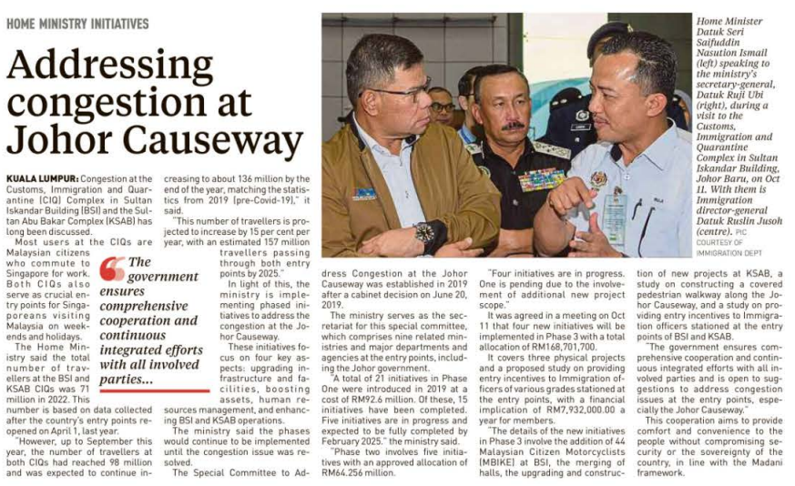 22 OKTOBER ADDRESSING CONGESTION AT JOHOR CAUSEWAY