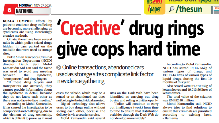 27 NOVEMBER CREATIVE DRUG RINGS GIVE COPS HARD TIME