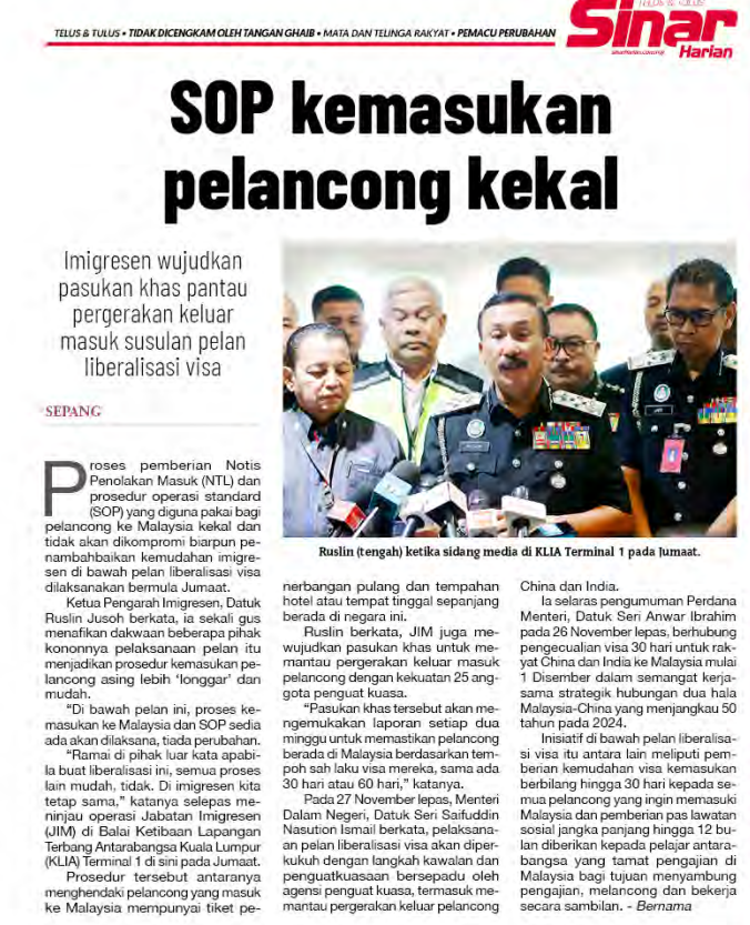 2 DISEMBER 2023 SOP KEMASUKAN PELANCONG KEKAL