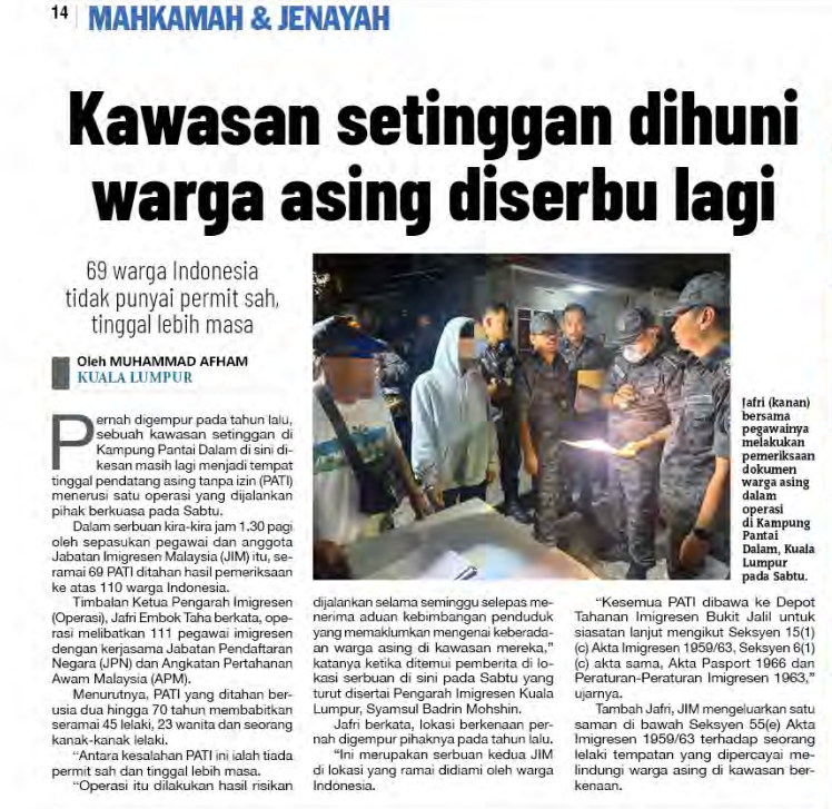 3 DISEMBER KAWASAN SETINGGAN DIHUNI WARGA ASING DISERBU LAGI