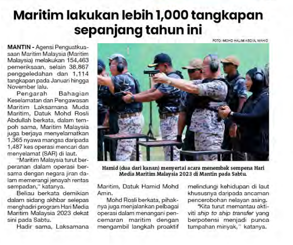 3 DISEMBER MARITIM LAKUKAN LEBIH 1000 TANGKAPAN SEPANJANG TAHUN INI