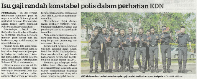 ISU GAJI RENDAH KONSTABEL POLIS DALAM PERHATIAN KDN