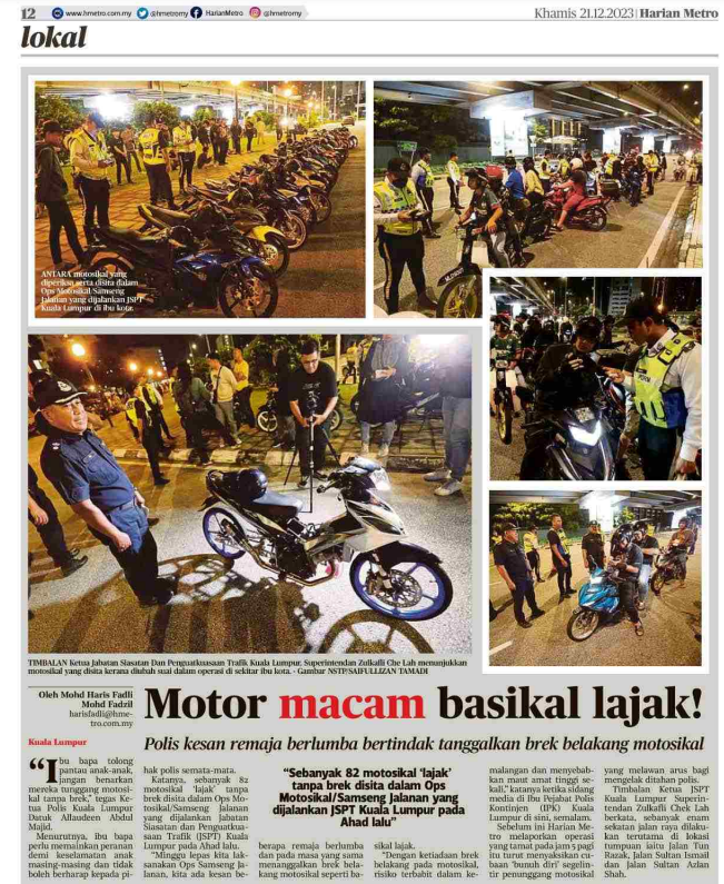 21 DISEMBER 2023 MOTOR MACAM BASIKAL LAJAK