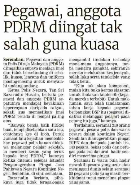 21 DISEMBER 2023 PEGAWAI ANGGOTA PDRM DIINGAT TAK SALAH GUNA KUASA 