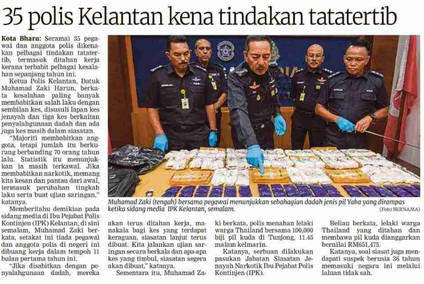 22 DISEMBER 2023 35 POLIS KELANTAN KENA TINDAKAN TATATERTIB